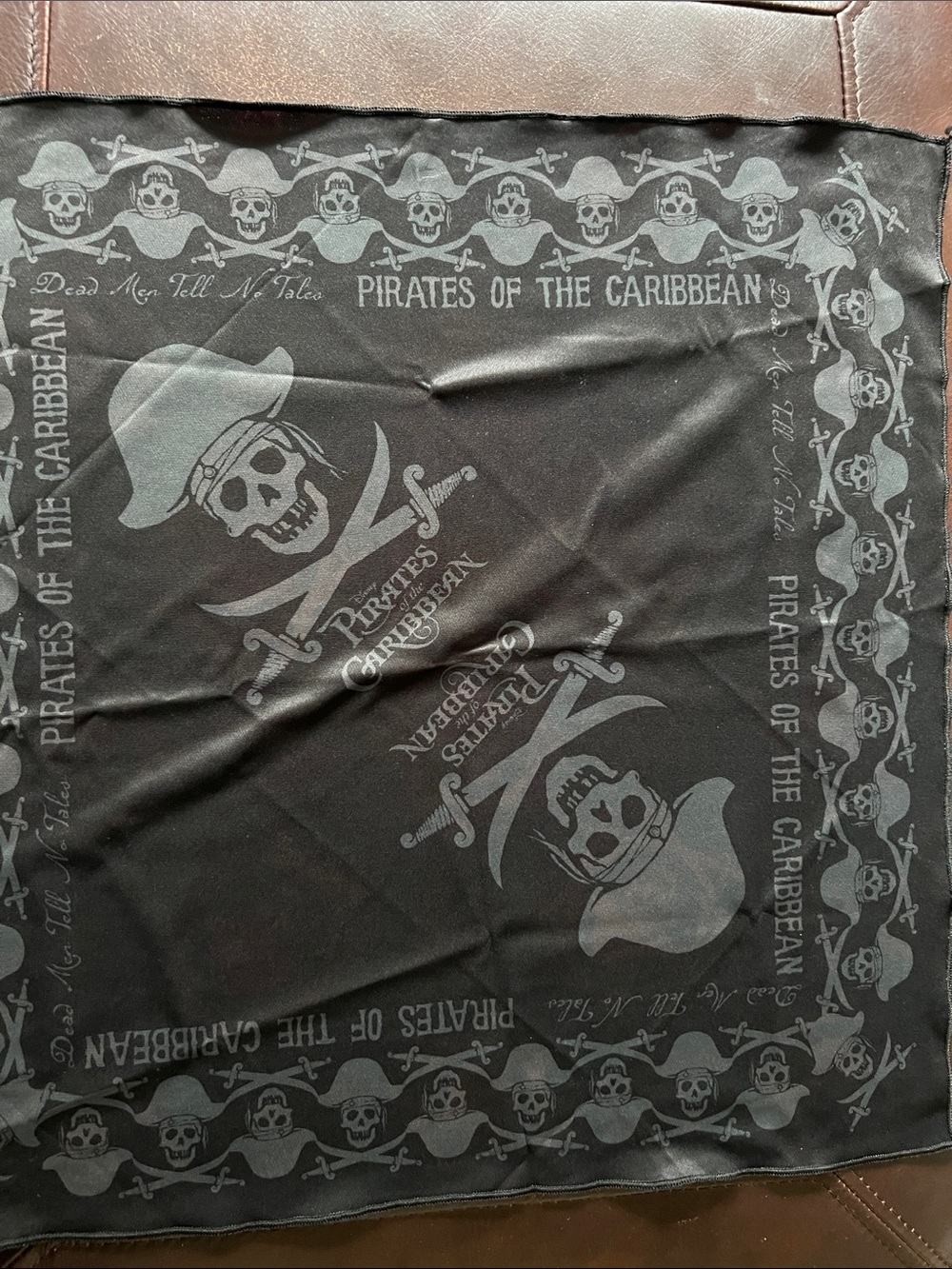 Disney Pirates of the Caribbean Black and Gray Skull Pocket Square